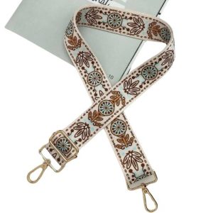 Brown & Light Blue Geometric Bag Strap