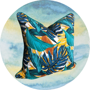 Libelle Amora - Jungle Leaves White Background - 65x65cm